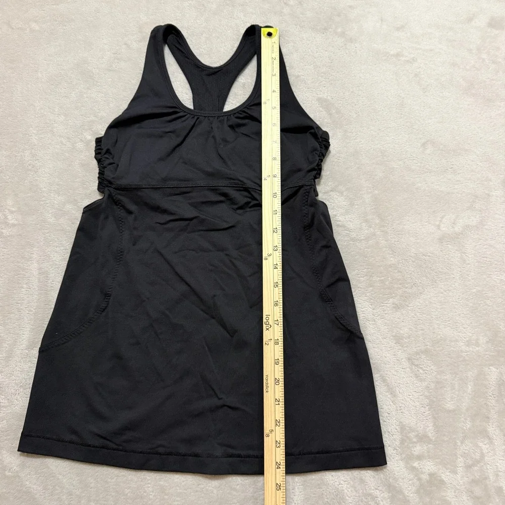 Lululemon Turbo Tank Top Womens 6 Black Racerback Ruched Activewear Yoga Gym